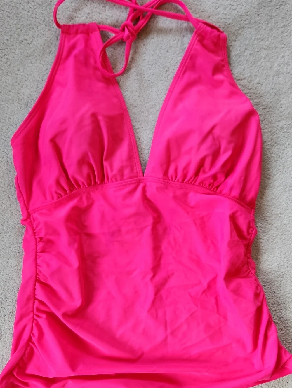 Halter Tankini for Women Tummy Control Bathing Suits V Neck Swimwear - Med